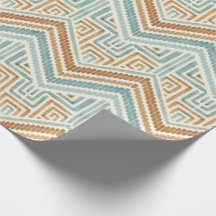 Coastal Maze Watercolor Aqua & Terracotta