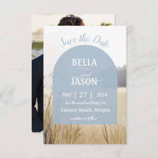 Coastal Meadow Elegant Blue Arch with Photo Back Save The Date