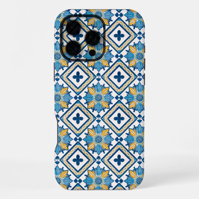 Coastal Mediterranean Charm Floral Pattern iPhone Case (Back)