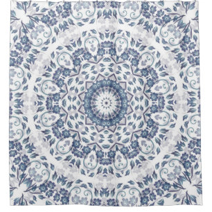 Coastal Mediterranean Dusty Blue Floral Mandala