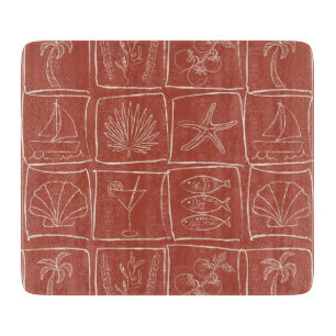 Coastal Mediterranean Faux Tile Tuscan Terracotta Cutting Board