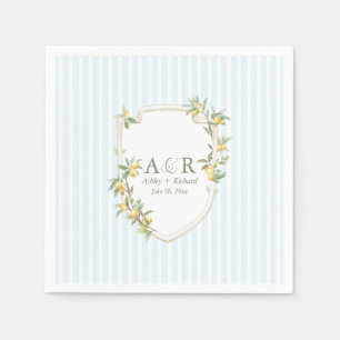 Coastal Mediterranean Lemon Crest Wedding Napkin