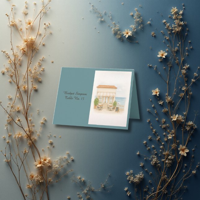 coastal mediterranean ocean wedding guest card (Creator Uploaded)