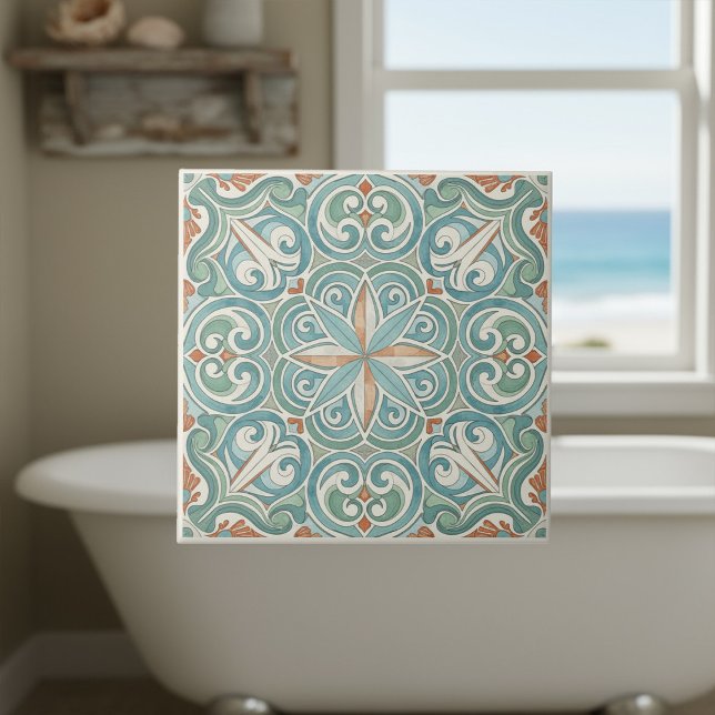 Coastal Mediterranean Pattern Pat#8 Teal ID1195 Tile (Creator Uploaded)