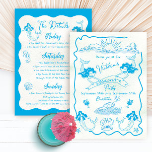 Coastal Mermaid Bachelorette Beach Weekend Invitation
