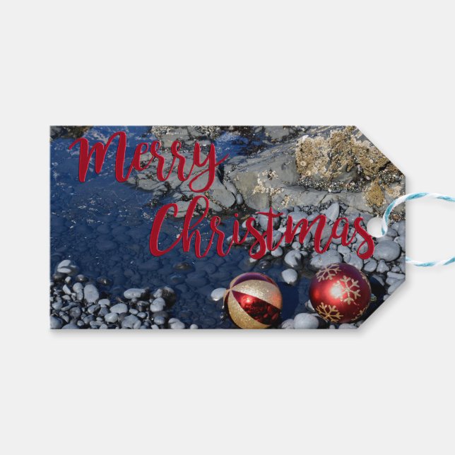 Coastal Merry Christmas Gift Tags (Front (Horizontal))