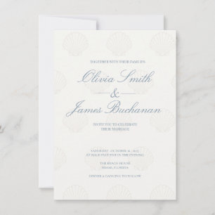 Coastal Minimalist Seashell Wedding Invite