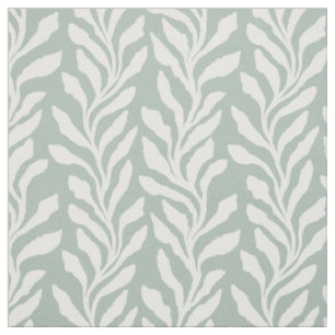Coastal Modern Organic Seaweed Pattern Sage Green Fabric