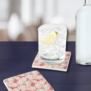 Coastal Monstera Leaf Patterned Stone Coaster