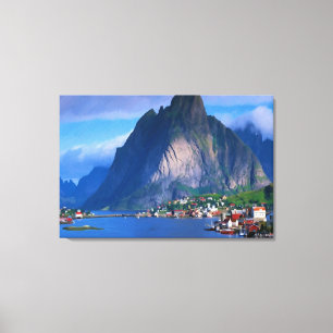 Coastal Mountain View Oil Painting Print Wrapped