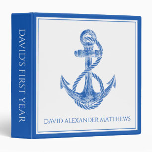 Coastal Nautical Anchor Personalized Memory Album Binder