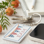 Coastal Nautical Beach Flags Monogram Keychain<br><div class="desc">This monogrammed keychain features a nautical flag banner in soft watercolor shades of red,  white and blue.  Personalize the monogram on the front with your choice of initials and special text on the back.  Fun for personalized party favors and gift bags.</div>