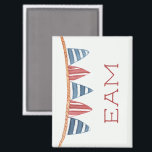 Coastal Nautical Beach Flags Monogram Magnet<br><div class="desc">This monogrammed magnet features a nautical flag banner in soft watercolor shades of red,  white and blue.  Personalize the monogram with your choice of initials.  Fun for personalized party favors and gift bags.</div>