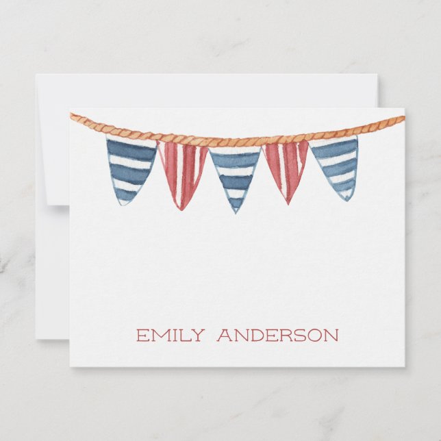 Coastal Nautical Beach Flags Personalized Card (Front)