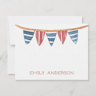 Coastal Nautical Beach Flags Personalized Card