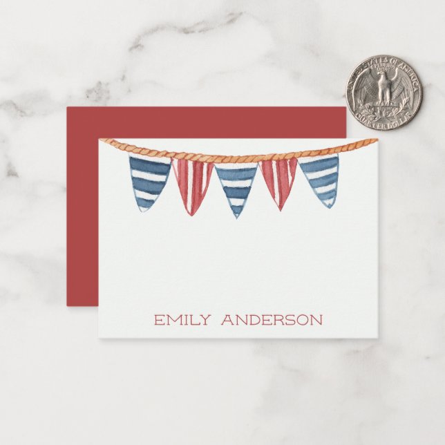Coastal Nautical Beach Flags Personalized Card (Front/Back In Situ)