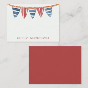 Coastal Nautical Beach Flags Personalized Card