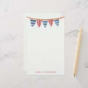 Coastal Nautical Beach Flags Personalized Stationery