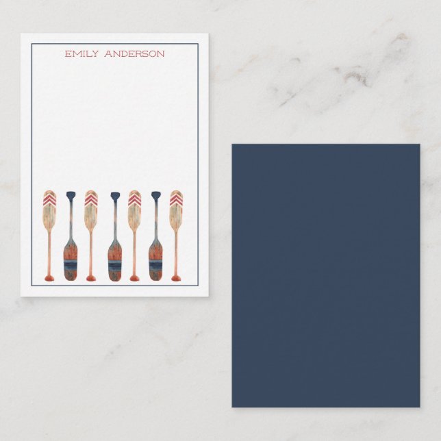 Coastal Nautical Beach Oars Personalized Card (Front/Back)