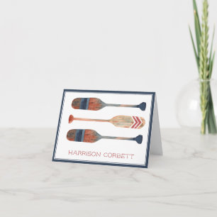 Coastal Nautical Beach Oars Personalized Note Card