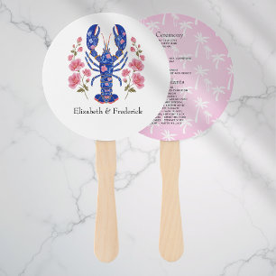 Coastal Nautical Beach Wedding Program Hand Fan