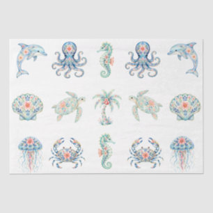 Coastal Nautical Beachy Sea Life Themed Decoupage Tissue Paper