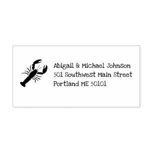 Coastal Nautical Lobster + Name Address Stamp