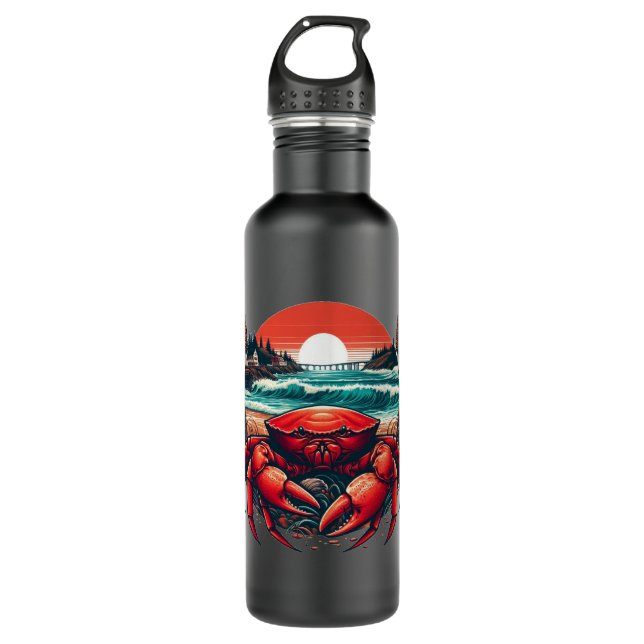 coastal/nautical Maine crab 710 Ml Water Bottle (Front)