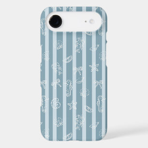 Coastal Nautical Pattern   Blue Sea Shell & Seahor