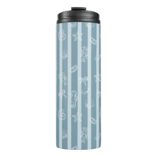 Coastal Nautical Pattern   Blue Sea Shell & Seahor Thermal Tumbler
