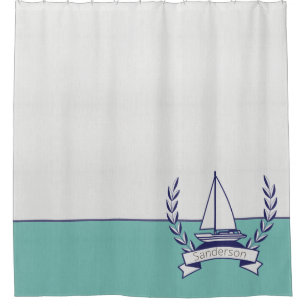 Coastal Nautical Sailboat Teal Blue Navy Summer 