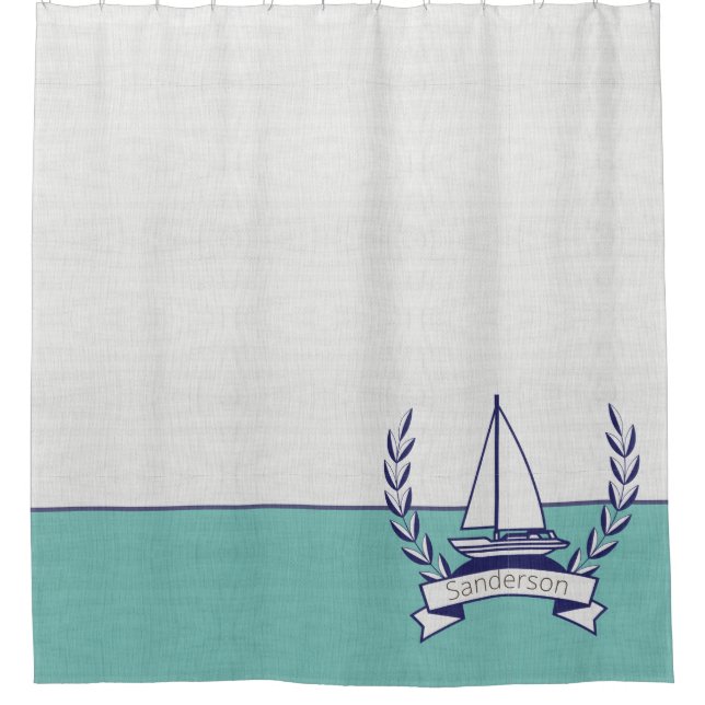 Coastal Nautical Sailboat Teal Blue Navy Summer  (Front)