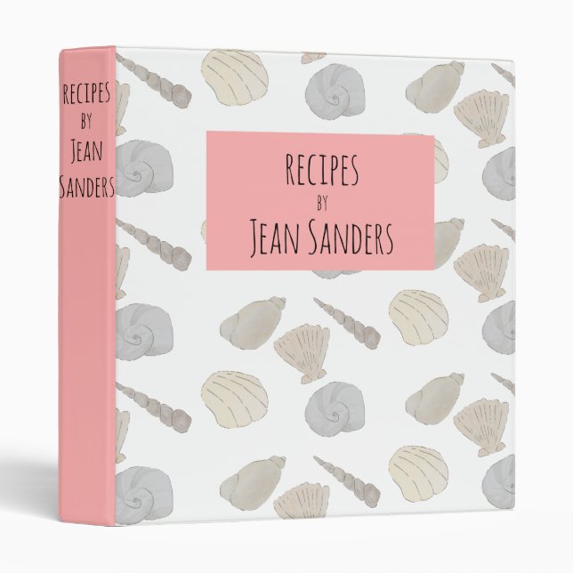 Coastal Nautical Sea Shells Recipe Binder (Front/Spine)