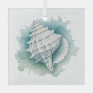 Coastal/Nautical seashell Glass Ornament