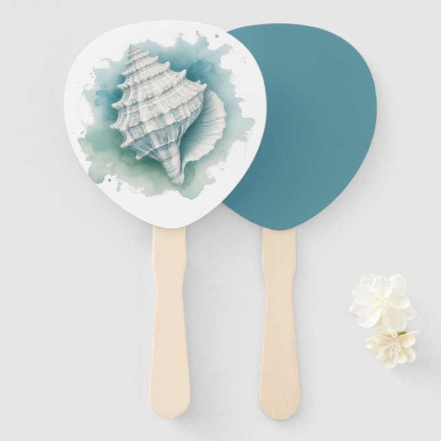 Coastal/Nautical seashell  Hand Fan (Front and Back)