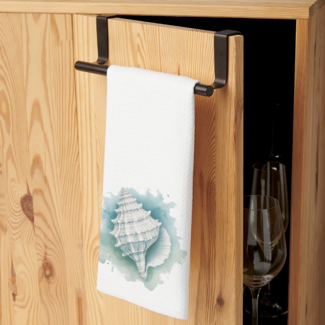 Coastal/Nautical seashell  Kitchen Towel (Thirds Fold)