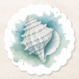 Coastal/Nautical seashell  Paper Coaster