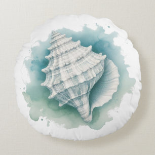 Coastal/Nautical seashell Round Pillow