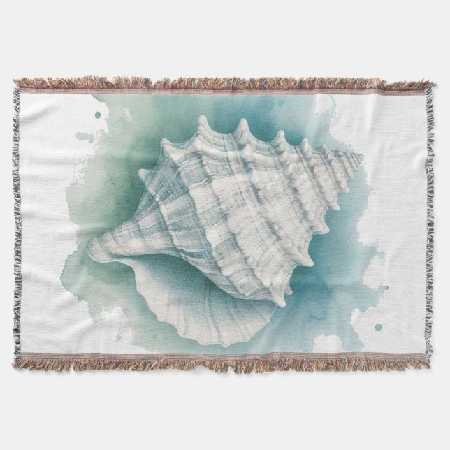 Coastal/Nautical seashell  Throw Blanket (Front)
