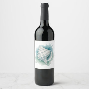 Coastal/Nautical seashell  Wine Label