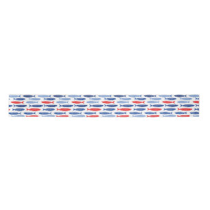 Coastal Nautical Summer Fish Pattern Satin Ribbon