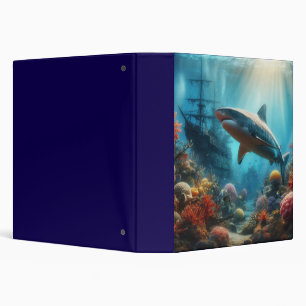 Coastal/nautical tiger shark & coral reef binder