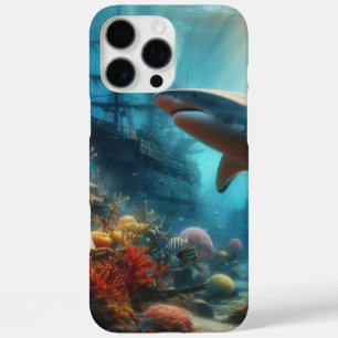 Coastal/nautical tiger shark & coral reef iPhone 16 pro max case