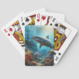 Coastal/nautical tiger shark & coral reef playing cards