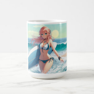 Coastal/Nautical/tropical anime surfer girl Coffee Mug