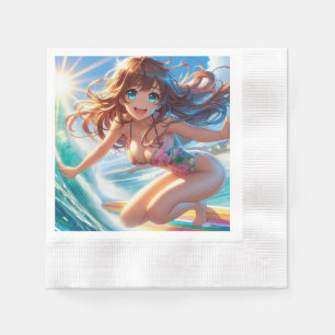 Coastal/Nautical/tropical anime surfer girl Napkin