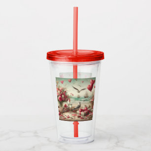Coastal/Nautical Valentine's day Acrylic Tumbler