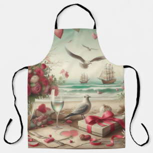 Coastal/Nautical Valentine's day  Apron