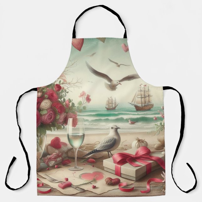 Coastal/Nautical Valentine's day  Apron (Front)