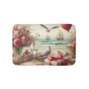 Coastal/Nautical Valentine's day  Bath Mat